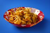 Fried corn golden snack in plate 