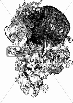 Floral Crow Illustration