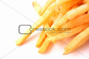 delicious french fries potatoes on white