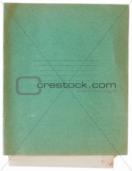 Old green exercise book cover