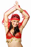 Oriental dancer in red dress