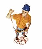 handyman with electric wire