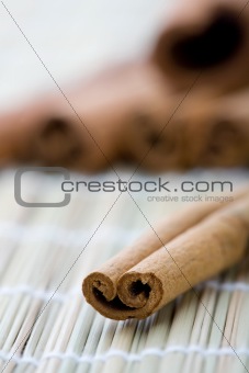 Cinnamon stick on table mat.