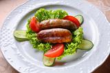 Dish with sausages