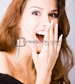 smiling surprised young woman