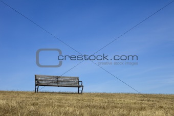Empty Bench With Blue Sky