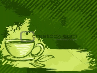 Horizontal grungy green tea background