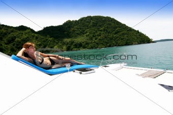 Woman on boat.