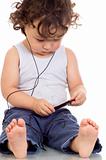 Child with mp 3 player.