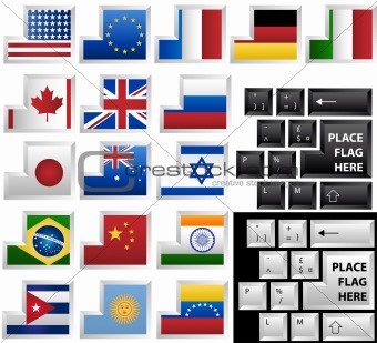 Keyboard with 17 different keys as flags