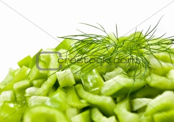 Green pepper with a dill