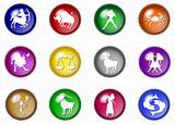  12 colorful zodiac web buttons