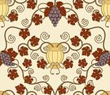 beautiful vine leaf and urn seamless tile design 