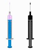 Illustration of two filled  injections on white background