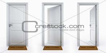 Doors with welcome mat