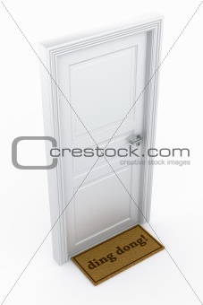 Door with "ding dong?" doormat