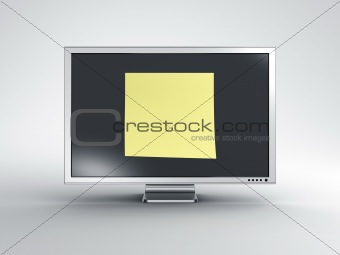 Monitor with oversized post it note