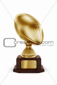 Gold American football trophy
