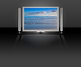plasma lcd tv with beach nature scene
