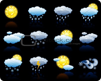 Weather_black background icon set