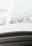 the word 'copyright' highlighted in a dictionary