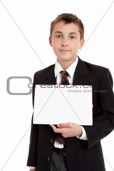 School student with sign