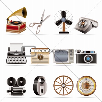 Retro business and office object icons
