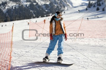 Girl snowboarder