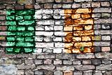 Flag of Ireland on an old brick wall