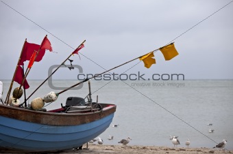 danish fishing boat on the beach