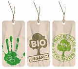 grunge tags for organic / bio / eco