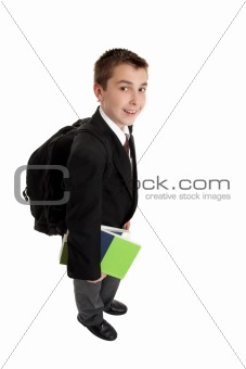 High school boy with backpack bag