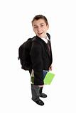 High School boy carrying bag and books