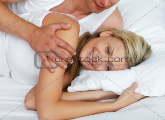 Intimate couple in bed