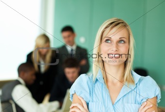 Businesswoman with people at work 