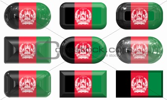 nine glass buttons of the Flag of afghanistan