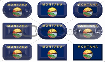 nine glass buttons of the Flag of Montana