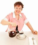Friendly Waitress Pours Coffee