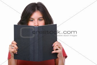 Female teenager reading book