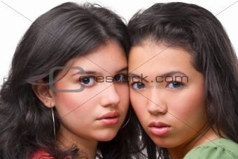 Two female teenager pose cool to camera 