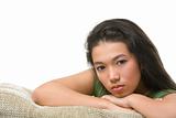 Female teenager pose on the sofa