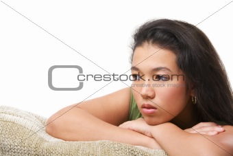 Female teenager pose on the sofa