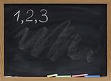 one, two, three numbers on blackboard