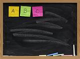 abc - first three letters of alphabet on blackboard