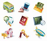 Vector cartoon style icon set. Part 12. Traveling
