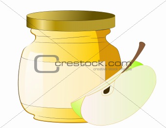 Honey jar with apple