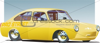 Yellow nostalgic drag car