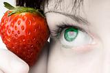 red strawberry green eye