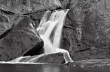 Waterfall Over Stone in B&W