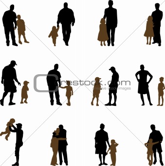 father and children silhouettes